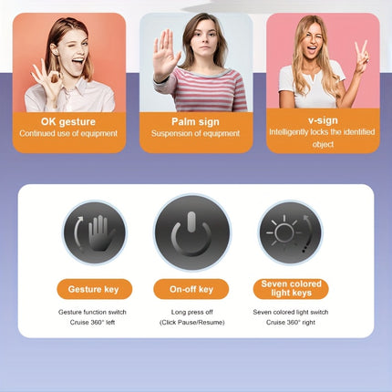 Automatic Face Tracking Tripod – 360° Intelligent Rotating Phone Holder with Gesture Control, No App Needed, Ideal for Vlogs & Live Streaming