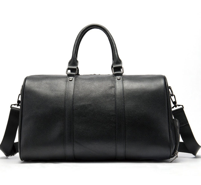 Premium Leather Travel Bag – Large Capacity Leisure Shoulder Bag with Independent Shoe Compartment