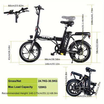 VDL A10 Electric Folding Bike – 250W Motor, 36V Battery, 70km Range, 16-Inch Wheels