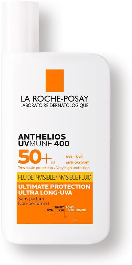 La Roche-Posay Anthelios UVMUNE 400 Invisible Fluid SPF50+ | Ultra-Light Sunscreen for Sensitive Skin | Fragrance-Free | 50ml