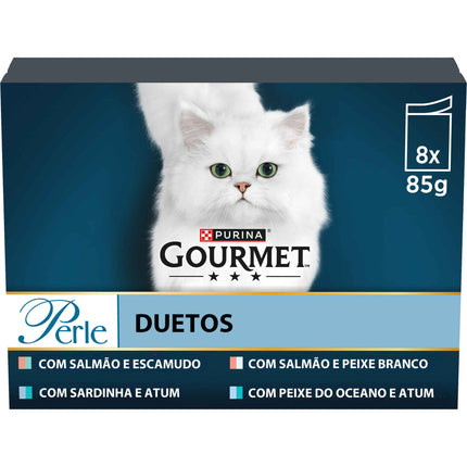 Purina Gourmet Perle Duets of the Sea Wet Cat Food 8x85g | Salmon, Cod, Tuna & Ocean Fish