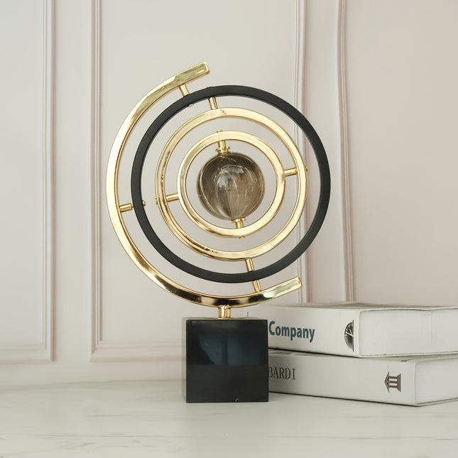 Elegant Metal Globe Decor | Black & Gold Modern Desktop Ornament | Home, Office, Study | Perfect Gift