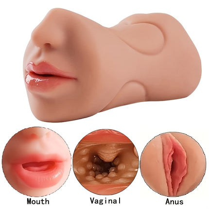 1pc 16cm 3-in-1 Realistic Female Doll – Lightweight 400g Handheld Male Self-Therapy Device with Oral Textured Vagina & Tightened Pocket Vagina