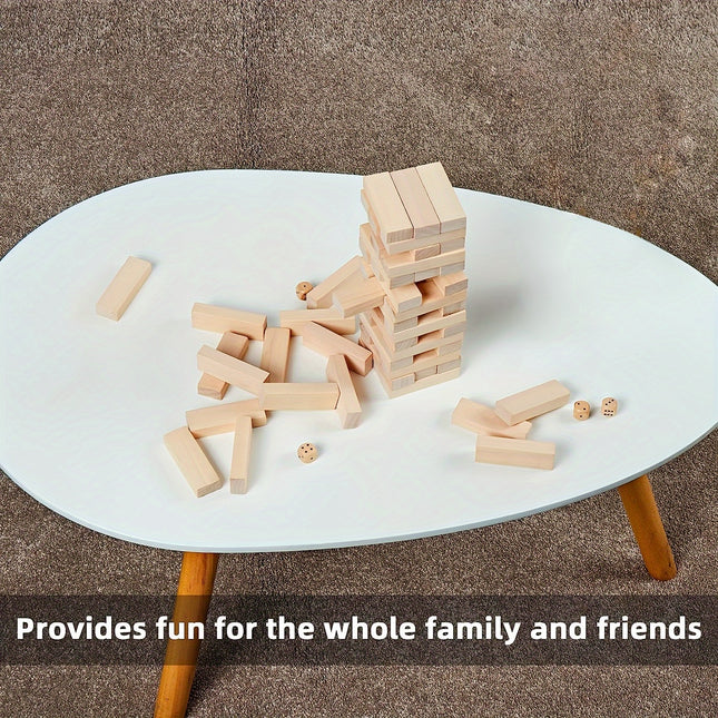 Classic Wooden Stacking Tower Game – 54 Premium Hardwood Blocks for Parties, Family Fun & Gifts