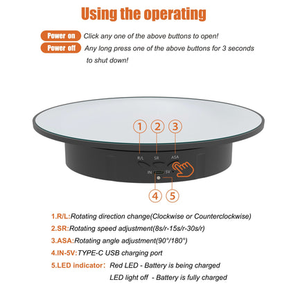 360° Motorized Rotating Display Stand – 19.99cm Turntable Pedestal for Jewelry, Models & Photography | USB/Battery Powered