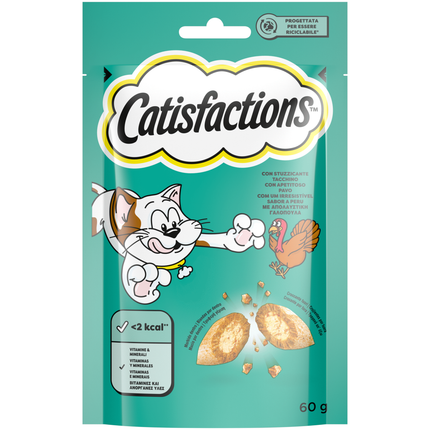 Catisfactions Cat Snack Turkey 60g | Crunchy & Creamy Treats for Adult Cats and Kittens