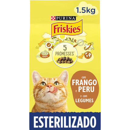 Purina Friskies Sterilized Adult Cat Food with Turkey & Vegetables 1.5kg | Healthy Weight & Vitality Formula
