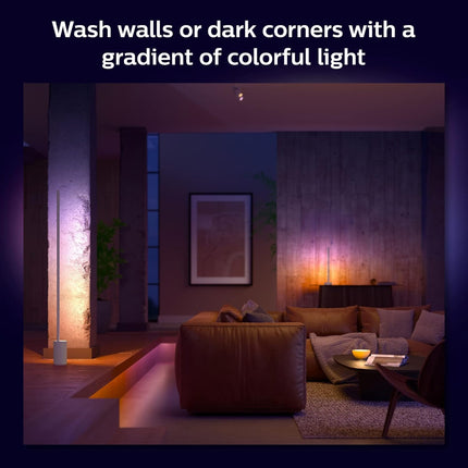 Philips Hue Gradient Signe Table Lamp – Smart Multicolor Accent Light with Bluetooth, Alexa, Google & Apple HomeKit Compatibility – White Finish