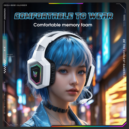 ONIKUMA 7.1 Wireless Gaming Headset | RGB Lights | Detachable Mic | Type-C Charging | White Hexagon Design