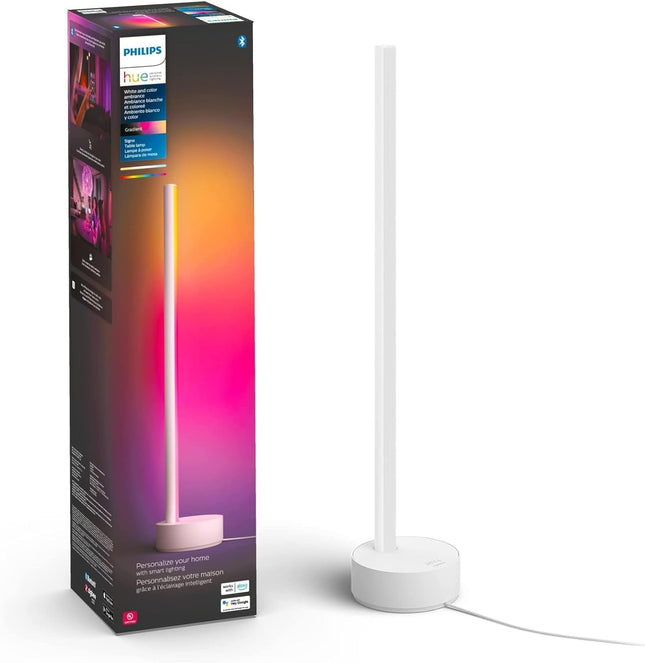 Philips Hue Gradient Signe Table Lamp – Smart Multicolor Accent Light with Bluetooth, Alexa, Google & Apple HomeKit Compatibility – White Finish