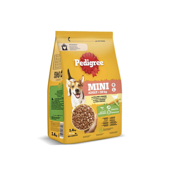 Pedigree Mini Adult Dog Food Chicken & Vegetables 1.4kg | Complete Nutrition for Small Breeds | Oral Care & Vital Protection