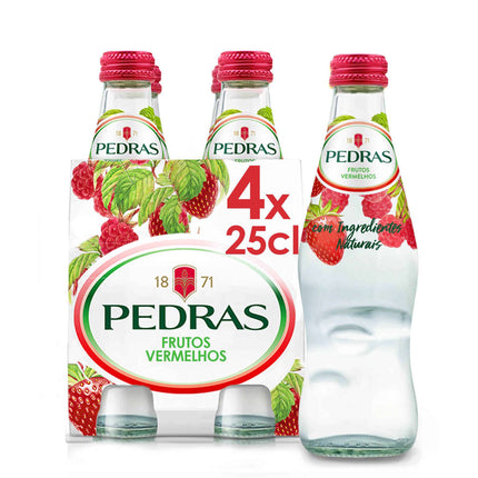Pedras Salgadas Sparkling Red Fruits Water – Pack 4x25cl | Natural Mineral Water with Strawberry & Raspberry