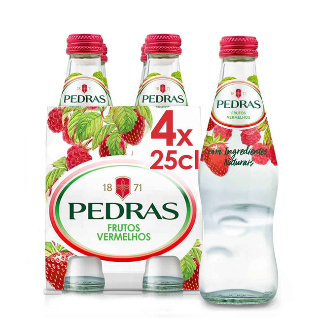 Pedras Salgadas Sparkling Red Fruits Water – Pack 4x25cl | Natural Mineral Water with Strawberry & Raspberry