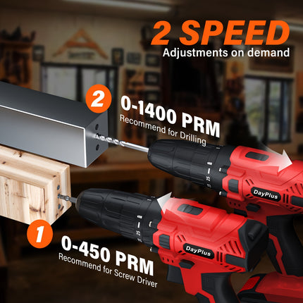21V Cordless Electric Drill Set – 45Nm Power Drill with 25+1 Torque Settings, 2-Speed, LED Light & 29 Accessories for Home DIY