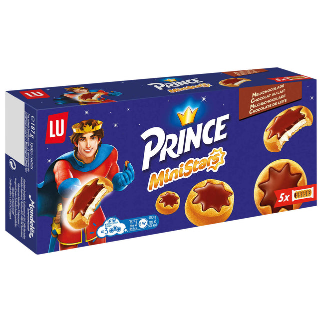 Prince Mini Stars Cookies with Milk Chocolate 187g – 5 Packs