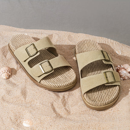 Men's Open Toe Buckle Strap Slippers – Breathable & Stylish for Daily Comfort