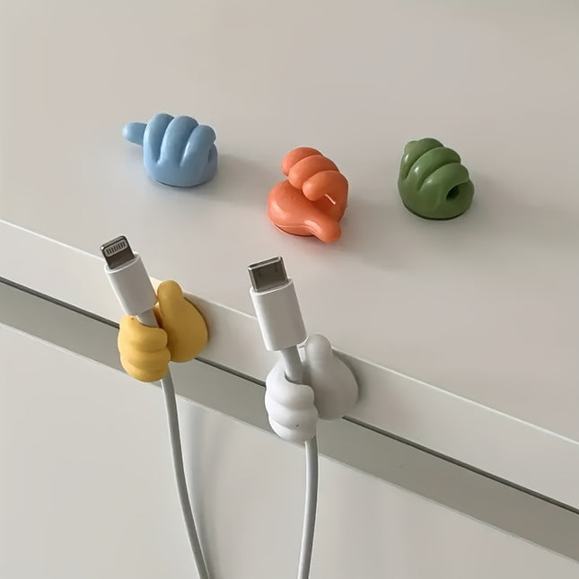 5pcs Thumb-Shaped Cable Organizer Clips – Adhesive Cord Holders for Desk, Kitchen & Bedroom | No-Drill, Multi-Color Wire Clips for Charging Cables & Accessories