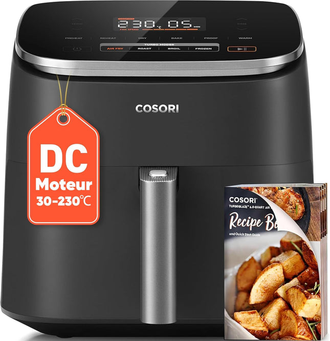 COSORI TurboBlaze 6L Air Fryer – 9-in-1 Oil-Free Fryer with DC Motor, 5 Speeds & 64% Energy Saving