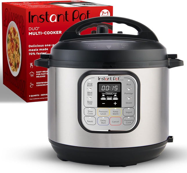 Instant Pot Duo™ Mini 3-Quart 7-in-1 Electric Pressure Cooker – Stainless Steel, Compact & Powerful