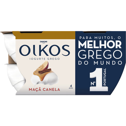 Oikos Danone Iogurte Grego Maçã e Canela 440g (4 un) – Creamy Greek Yogurt with Apple & Cinnamon