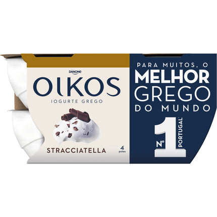 Oikos Danone Iogurte Grego Stracciatella 440g (4 un) – Creamy Yogurt with Chocolate Shavings