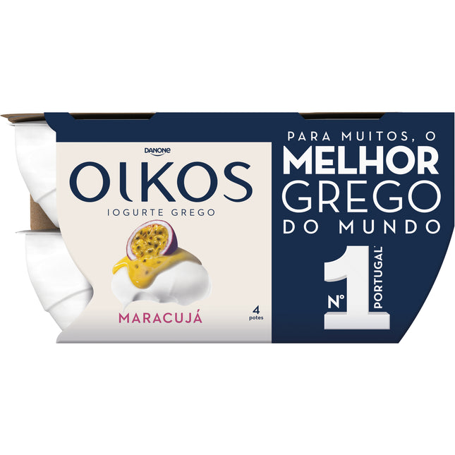 Oikos Danone Iogurte Grego Maracujá 440g (4 un) – Creamy Greek Yogurt with Passion Fruit