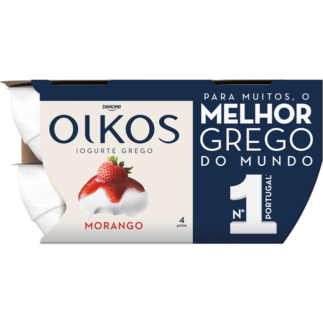 Oikos Danone Iogurte Grego Morango 440g (4 un) – Creamy Greek Yogurt with Strawberries