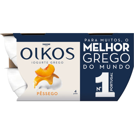 Oikos Danone Iogurte Grego Pêssego 440g (4 un) – Creamy Greek Yogurt with Peach