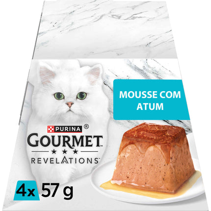 Purina Gourmet Revelations Mousse de Atum Terrina 4x57g | Elegant Wet Cat Food with Cascading Sauce