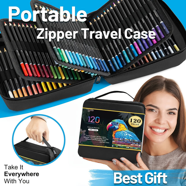 120 Pack Colored Pencils Set – Soft Core, 120 Vibrant Colors for Adult Coloring Books & Art Projects