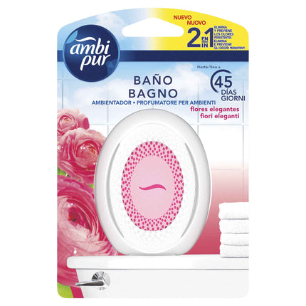 Ambipur Bathroom Air Freshener Elegant Flowers | Long-Lasting Odor Neutralizer up to 50 Days