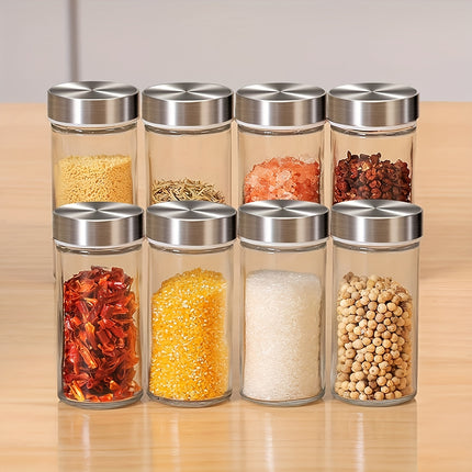 Rotating Stainless Steel Spice Rack Organizer with Glass Jars – 2/3/4/5-Tier Polished Cubby Shelf for Seasoning, Dishware & Countertop Storage