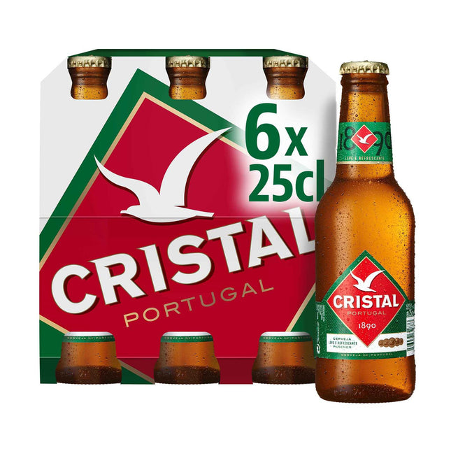 Cristal Mini Beer – Pack 6x25cl Bottles | Classic Portuguese Lager with 5.1% Alcohol
