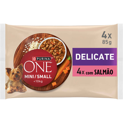 Purina One Mini Adult Delicate Salmon 4x85g | Wet Food for Small Dogs | Sensitive Digestion & Healthy Skin