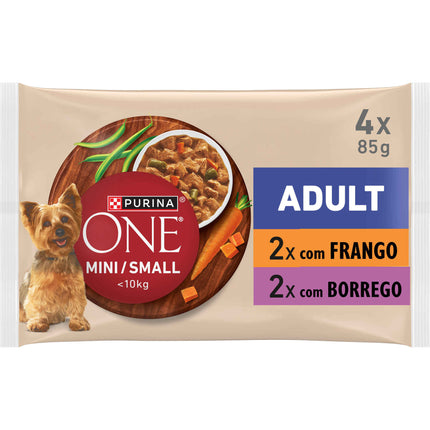 Purina One Mini Adult Beef 4x85g | Wet Food for Small Dogs | Healthy Digestion & Strong Immunity