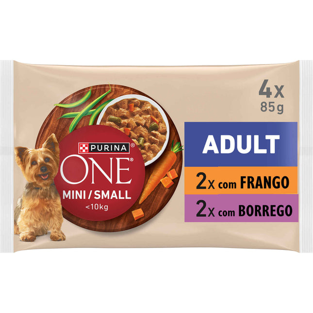 Purina One Mini Adult Beef 4x85g | Wet Food for Small Dogs | Healthy Digestion & Strong Immunity