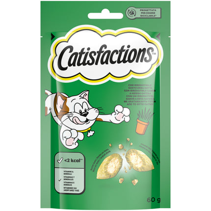 Catisfactions Cat Snack with Catnip 60g | Crunchy Treats Filled with Creamy Delight for Happy Cats