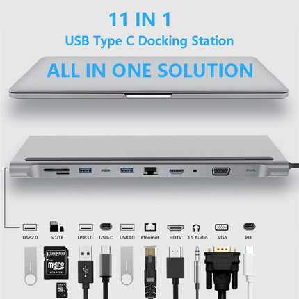 11-in-1 Multifunctional Docking Station Hub – Expand Your Laptop’s Connectivity with USB 3.0, HDMI, Ethernet & More