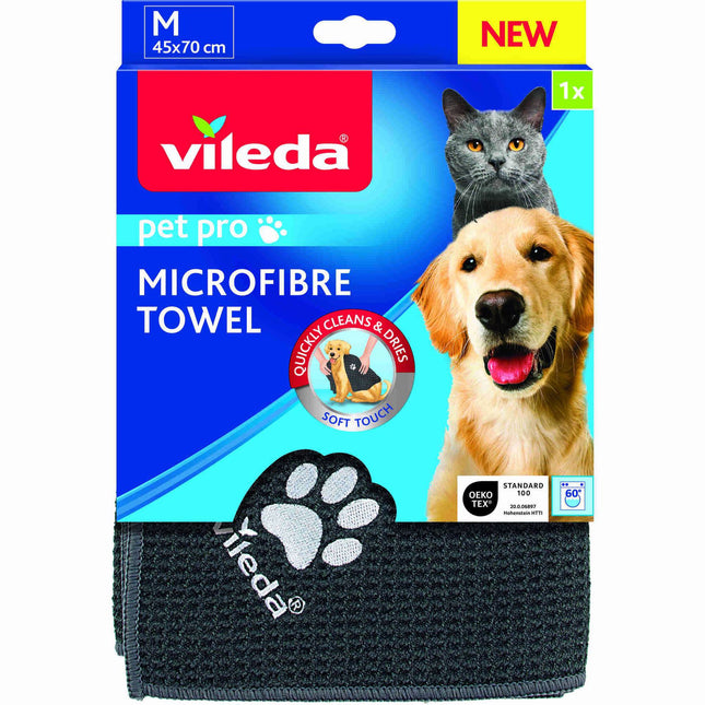 Vileda Pet Pro Microfiber Towel 45x70cm | Ultra Absorbent & Gentle Pet Drying Cloth