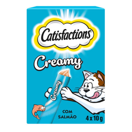 Catisfactions Creamy Salmon Cat Snack 4x10g | Delicious Liquid Treat for All Cats