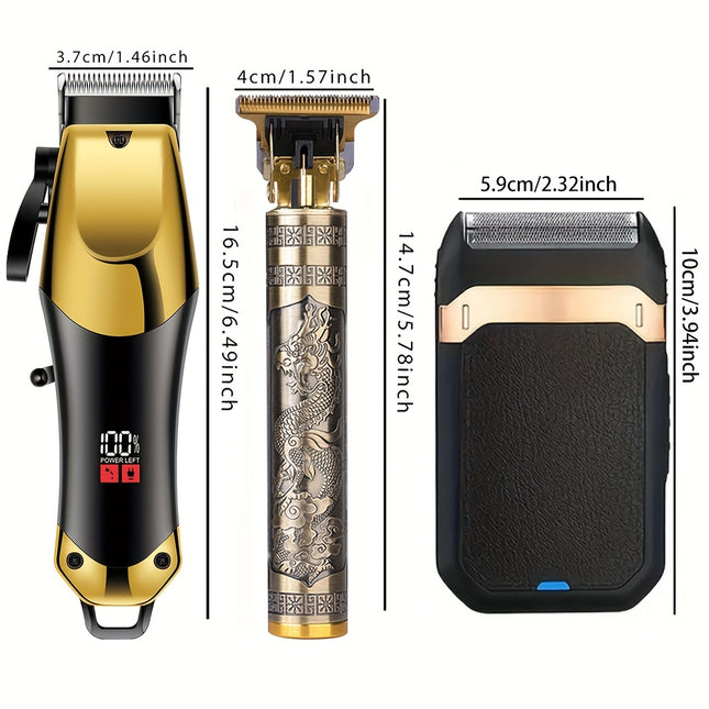 3-in-1 Cordless Hair Clippers & Shaver Set – Professional USB Rechargeable Beard & Hair Grooming Kit for Men
