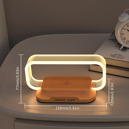 LED Bedside Lamp with Wireless Charger, Touch Control, 3 Color Modes, Stepless Dimming, Can Be Phone Holder for Bedroom, Home, Dorm and Office