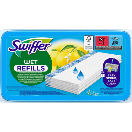 Swiffer Wet Mop Refills 10-Pack | Deep Cleaning Lemon-Scented Wipes | Dissolves Dirt, Lifts Stains & Leaves Floors Fresh