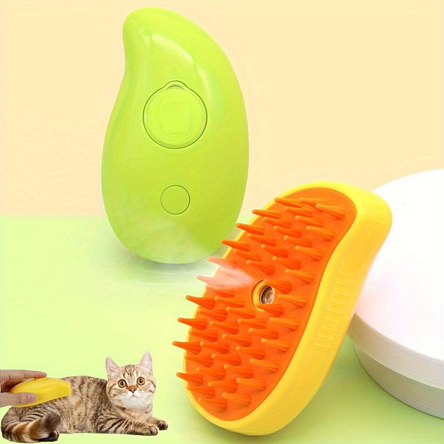 USB Rechargeable Steam Cat Brush – Self-Cleaning Silicone Massage Comb for Cats & Dogs