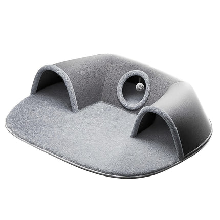 3-in-1 Cozy Cat Tunnel Bed – Play Mat, Hideout & Warm Nest for Cats, Rabbits & Small Pets – Non-Slip Base, Soft Polyester