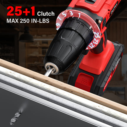 21V Cordless Electric Drill Set – 45Nm Power Drill with 25+1 Torque Settings, 2-Speed, LED Light & 29 Accessories for Home DIY