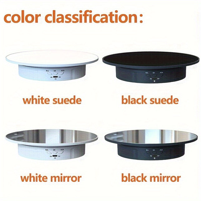 360° Motorized Rotating Display Stand – 19.99cm Turntable Pedestal for Jewelry, Models & Photography | USB/Battery Powered