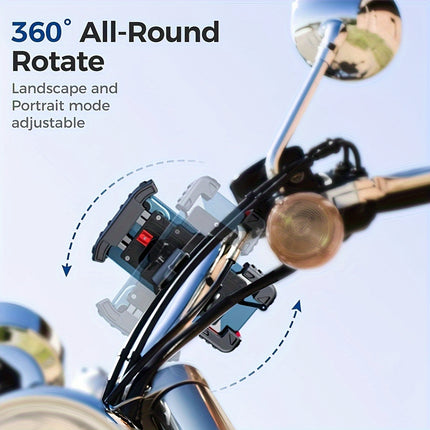 Durable ABS Motorcycle Handlebar Phone Holder – Adjustable, Secure Mount with Red Accents