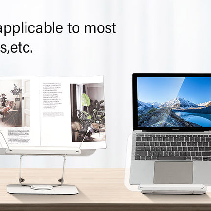 Adjustable Acrylic Book Stand with 360° Rotating Base – Foldable Desktop Reading Holder with Elastic Page Clips & Height Adjustment