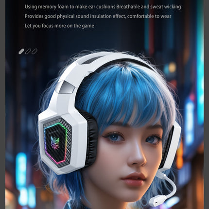 ONIKUMA 7.1 Wireless Gaming Headset | RGB Lights | Detachable Mic | Type-C Charging | White Hexagon Design